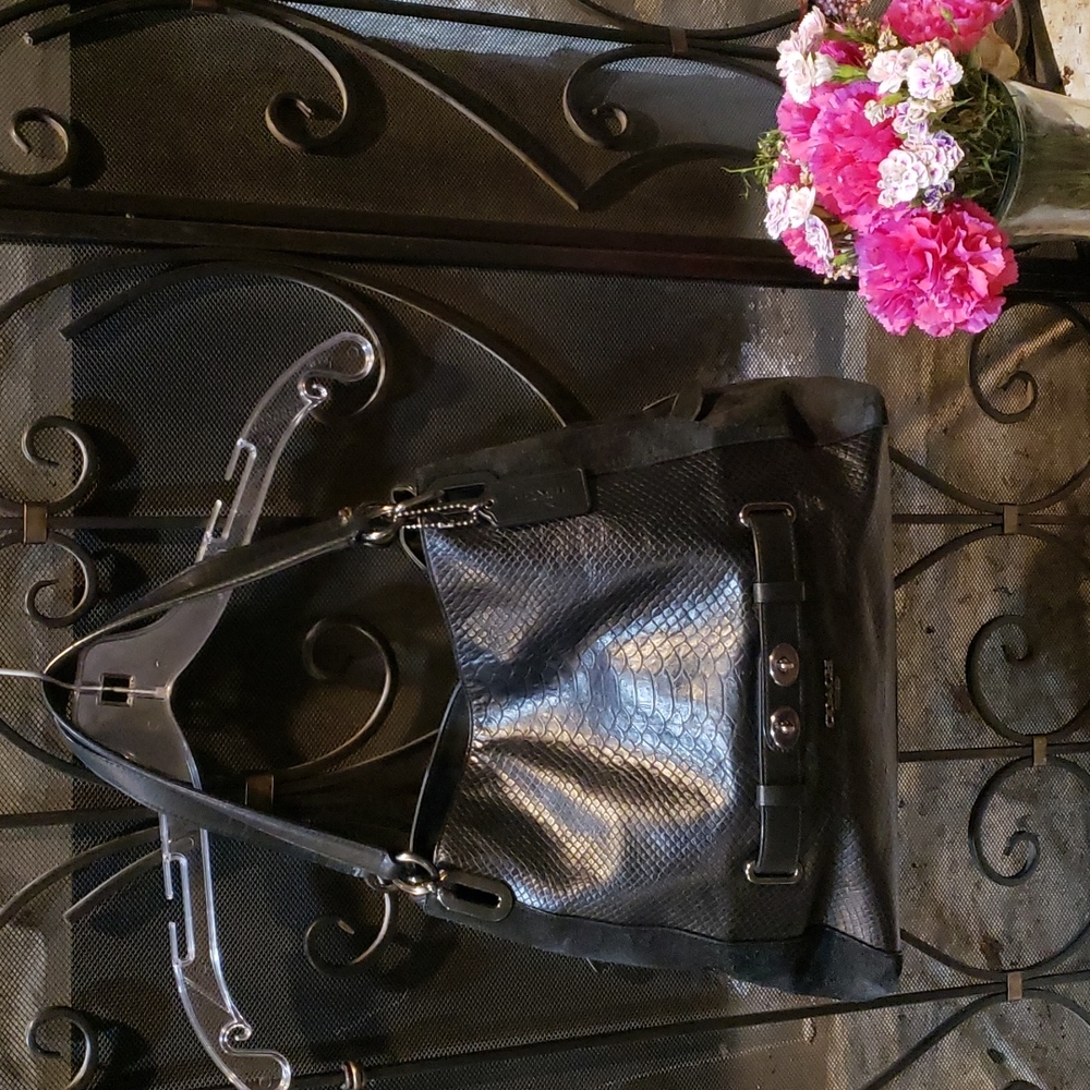 Coach black snake embossed purse